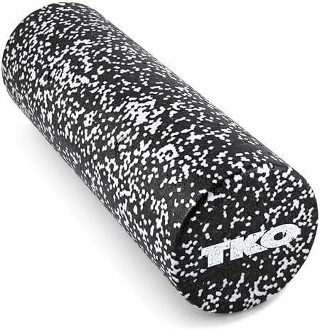 TKO 18 Inch High-Density Foam Roller | Deep Tissue Muscle Recovery & Exercise Tool | Durable Black Roller for Yoga, Pilates, Physical Therapy, and Relieving Muscle Soreness - Black/White