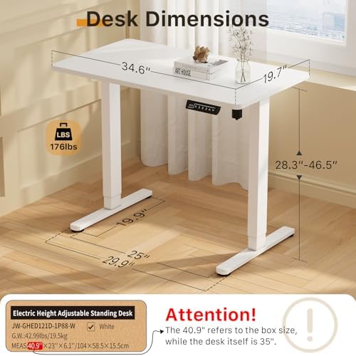 JOY worker Small Electric Standing Desk, 35" Whole Piece Height Adjustable