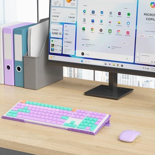Computer Keyboard Stand for Desktop - 6-Level Height Adjustable Acrylic Keyboard Riser Non-Slip Ergonomic Key Board Tray Holder for Home School Office Desk Accessories, Sparkling Purple