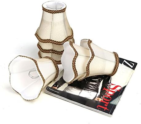 Fuloon Clip on Chandelier Lamp Shades, 3.14x5.51x4.72 in, Small Sconce Shades for Candelabra Bulbs, European/French Country Style(6 Pack, Golden)