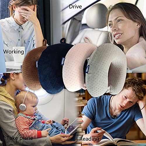 Memory Foam Travel Pillow, U Shape Neck Pillows, Brown