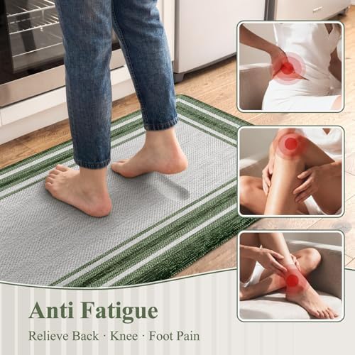 KIMODE Kitchen Mats Cushioned Anti Fatigue,Farmhouse Kitchen Rugs Sets of 2