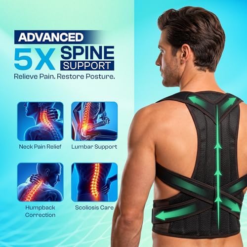 Adjustable Posture Corrector Back Brace for Men & Women – Upper Back & Shoulder Support Breathable Design with Removable Under-Arm Sweat Pads, Discreet Fit