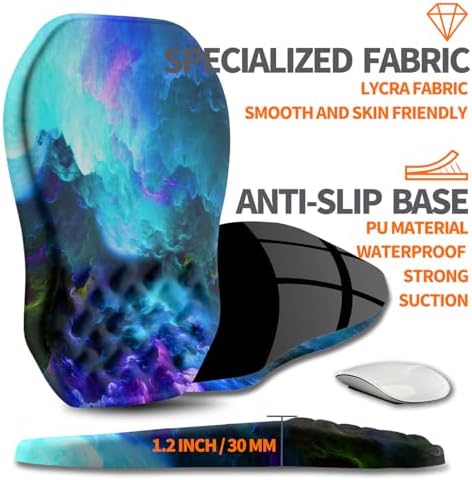 Ergonomic Slope Mouse Pad Wrist Support, Wrist Rest Mousepad for Carpal Tunnel Pain Relief with Massage Bulge and Slow Rebound Memory Foam (12x8 inch, Nebula)
