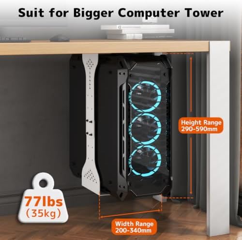 PUTORSEN Under Desk PC Mount, 7.9-13.4’’ Width Range, up to 77 lbs