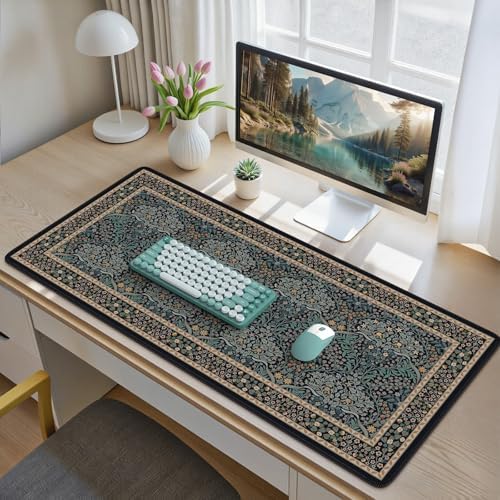 iCasso Desk Cover Mat, Office Mouse Pad,35.4x15.7in,Retro Black