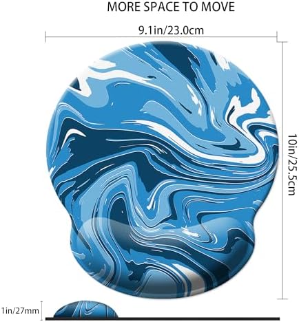 Gaming Mouse Pad Wrist Support,Ergonomic Mouse Pad with Wrist Rest,Comfortable Mousepad with Smooth Wrist Rest,Pain Relief Mouse Pads for Non-Slip Base,Computer,Laptop,Office，Home(Blue-White Fluid)
