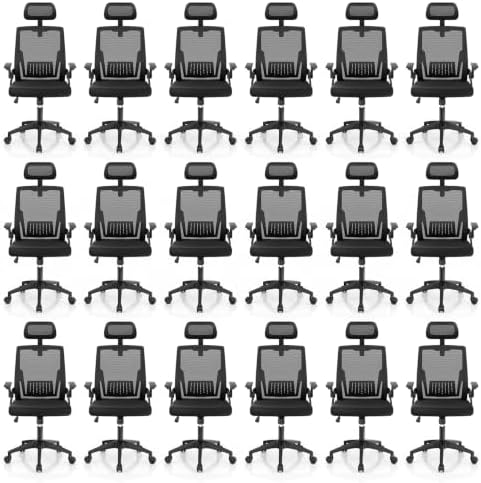 Athena Collection Mesh Back Ergonomic Office Chair with Headrest, 18 Pack