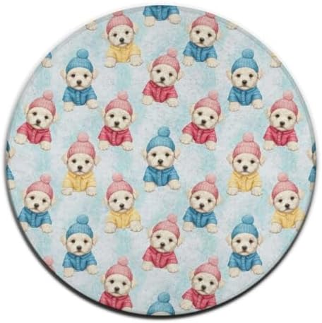Soft Round Yoga Carpet, Office Chair Decor Round Mat for Carpet and Hardwood Floors Cute Animal Maltese, 60inch