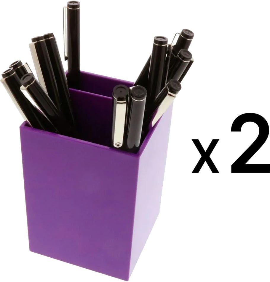 JAM PAPER Plastic Pen Holders - Purple Desktop Pencil Cups - 2/Pack