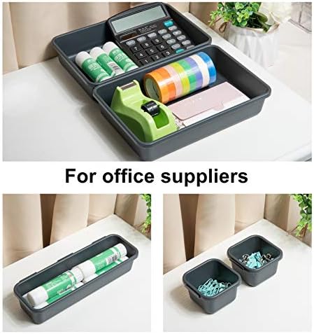 BYCY 18 Pcs Drawer Organizers Trays Set for Office Bathroom Dresser Interlocking Dividers Storage Bins Pack (18 Pieces Set)
