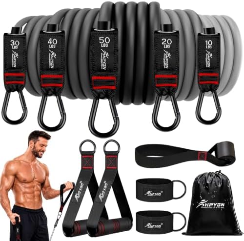 HPYGN Resistance Bands with Handles, 150 lb Exercise Bands for Home Workout