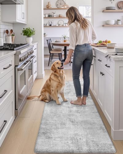 DEXI Kitchen Floor Mats Cushioned Anti Fatigue Runner, 23x59 Light Grey