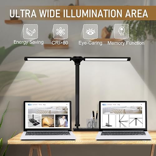 Dimmable LED Desk Lamp with USB Charging Port, 50 Lighting Modes Dual Swing Arm Architect Table Lamp Light Desk Lamp for Home Office Dorm Piano Nail