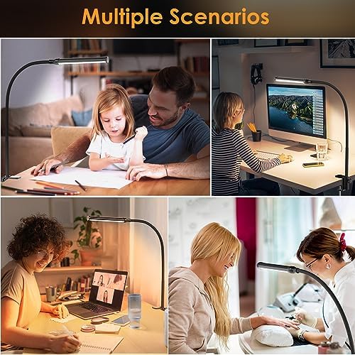 ShineTech LED Desk Lamp with Clamp,Clip On Desk Lamp for Home Office