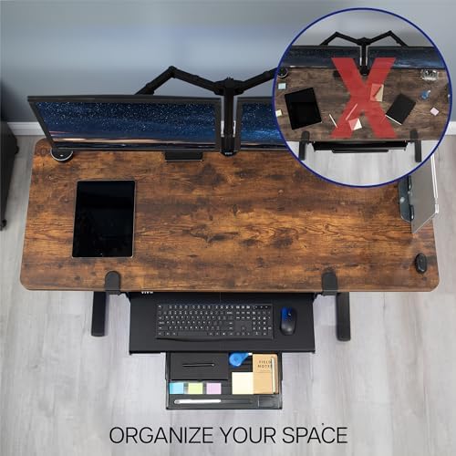 VIVO Black Clamp-on 27 x 11 in Keyboard Tray & Pencil Drawer, MOUNT-KB05-4D