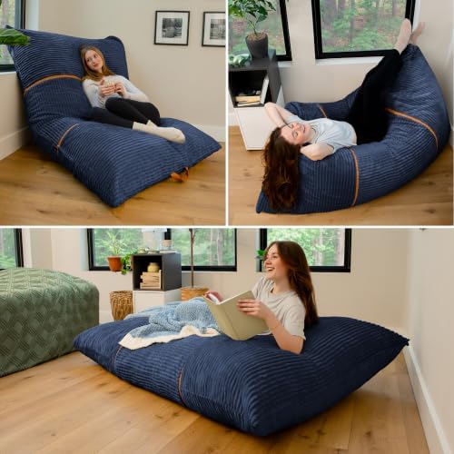 Big Joe Turnabout 3-in-1 Convertible Bean Bag Chair, Midnight Blue
