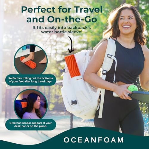 Oceanfoam Ripple Roller - Small Foam Roller for Physical Therapy (Orange)