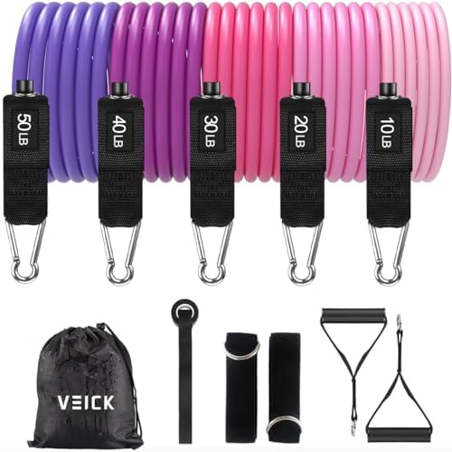 VEICK Resistance Bands with Handles, Exercise Tube Bands Set for Workouts