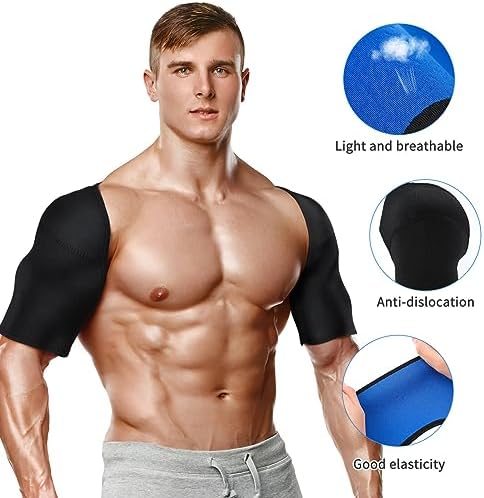 Double Shoulder Brace for Men Women - Sports Shoulder Protective Gear for Pains Relief - Shoulder Strap Brace for Sleeping Outdoor Lifting, Size S