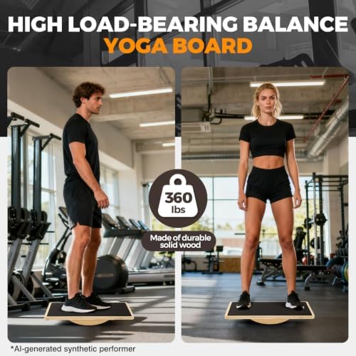 Wooden Rocker Balance Board for Adults Anti-Slip 350LBS Balance Trainer for Standing Desk, Physical Therapy & Core Strength – Durable Wooden Rocker Board for Office & Rehab