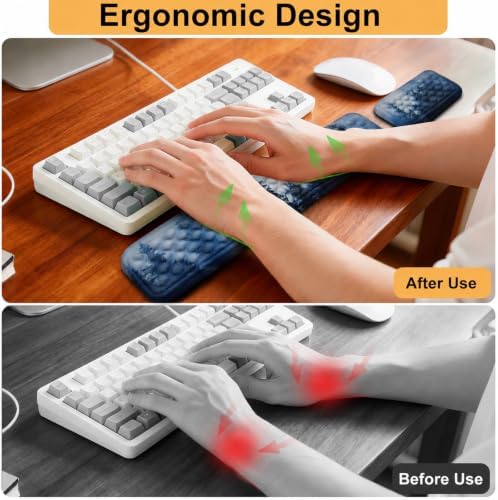 Keyboard Wrist Rest Mouse Wrist Support, Memory Foam Wrist Rest Pad for Computer Laptop, Ergonomic Wrist Cushion Support for Typing Pain Relief, Gaming Home Office, Forest