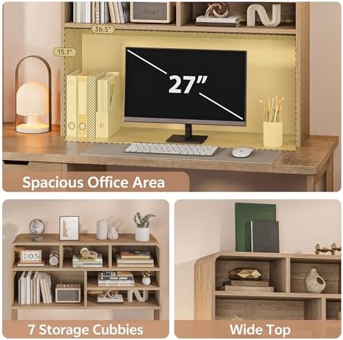 5-Tier Desk Shelf, 37.4''W Desktop Bookshelf for Computer Monitor