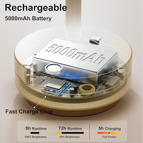 Cordless Table Lamp Rechargeable, 72h Battery Powered Table Light, Gold