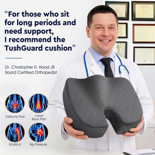TushGuard Seat Cushion, Memory Foam Office Chair Cushion - Black, XXX-Large