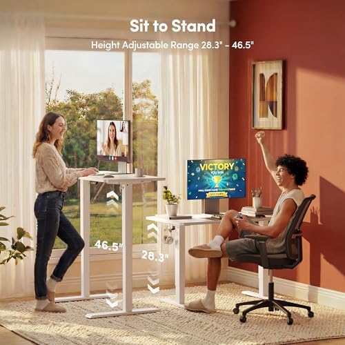 FEZIBO Standing Desk 32 × 19 Inch Electric Height Adjustable, White