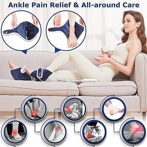 CAMECO 2 Pack Ankle Heating Pads for Achilles Tendinitis Pain Relief, 86℉-158℉ Electric Ankle Heat Wrap Pads for Women Men, Home Office Heated Ankle Braces for Arthritis, Auto Shut Off
