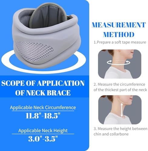 Neck Brace, Neck Braces for Neck Pain and Support, Adjustable Cervical Collar Keep Vertebrae Stable and Aligned, Relief of Cervical Spine Pressure for Sleeping