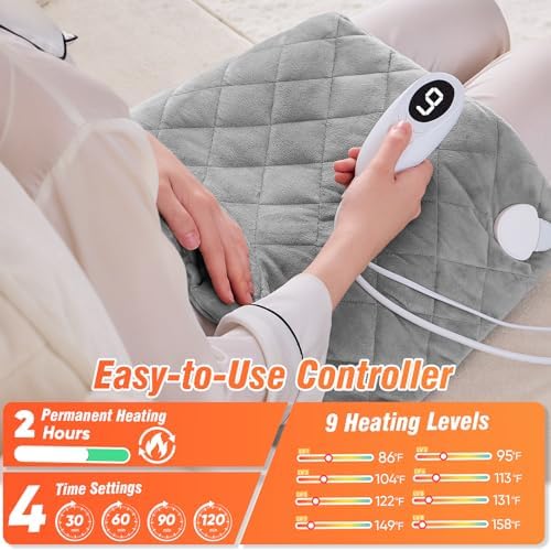 Neck Heating Pad for Neck and Shoulders and Back, Fathers Gifts for Men Husband, Birthday Gifts for Women Men Her, Weighted Heating Pad for Neck with 9 Heat Options 4 Auto-Off Timer, Charcoal