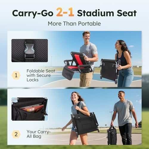 LET'S CAMP Folding Stadium Seat Bleacher Chair Portable Stadium Chair