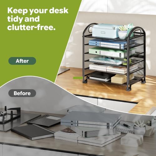 Simple Trending 6-Tier Paper Tray Organizer, File Organizer for Desk, Black