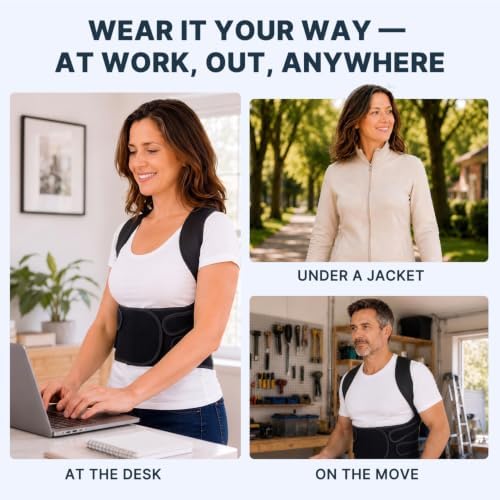 Fit Geno Posture Corrector for Women & Men, Back Shoulder Support Brace
