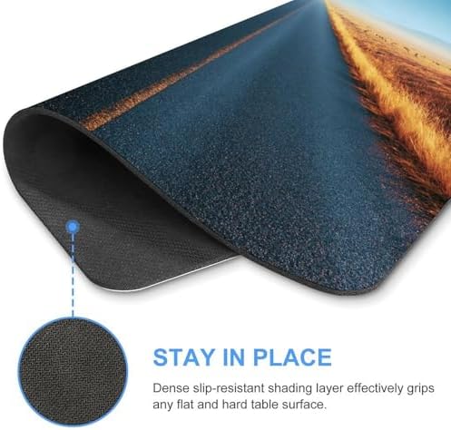 Straight Empty Asphalt Road Stretching to Horizon Mouse Pad, Small Office Computer Mouse Pads for Desk Laptop with Non-Slip Rubber Base Mouse Mat, Gaming Mouse Pads