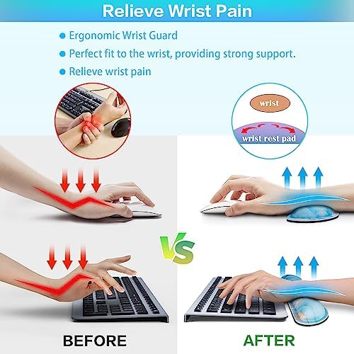4 in1 Desk Mat Blue, Large Gaming Mouse Pad with Wrist Rest,