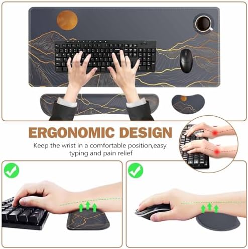 ToLuLu Extended Gaming Mouse Pad, Ergonomic Keyboard Mouse Wrist Rest Set