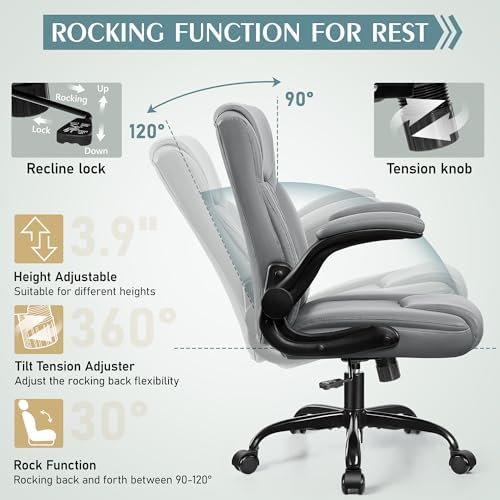 Leather Office Chair, PU Home Computer Desk Chairs with Ergonomic Back Support, 360°Swivel Free，Small Gaming Chair with Wheels and Adjustable Armrests, for Short People Use