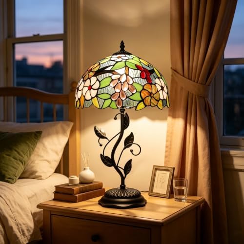 Tiffany Lamp Warm Grape Floral Stained Glass Table Lamp