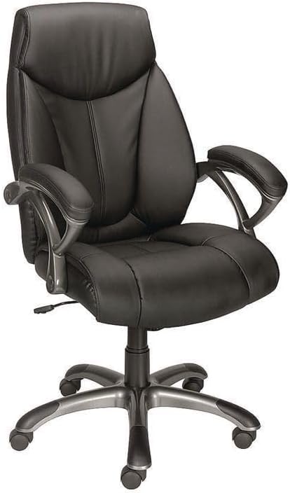 Alera Fulford High-Back Leather Office Chair, Ergonomic Computer Chair, Adjustable Height, Reclining Seat, Supports Up to 275 lb, Black