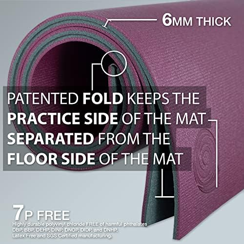 Koru Fold & Roll Yoga Mat - Patented Design, Cleaner Alternative to Traditional Yoga Mats, 6mm Thick, 7P Free, SGS Certified, 68" x 24"