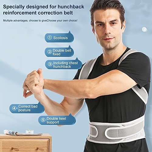 Shoulder Posture Corrector Lumbar Spine Support Belt Full Back Orthopedic Brace Scoliosis Kyphosis Correc(Gray Small)