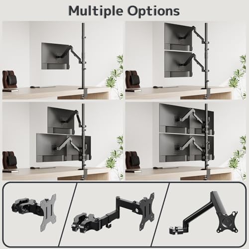 31.6" Steel Extra Tall 2-Section Monitor Arm Pole with C-Clamp/Grommet Base