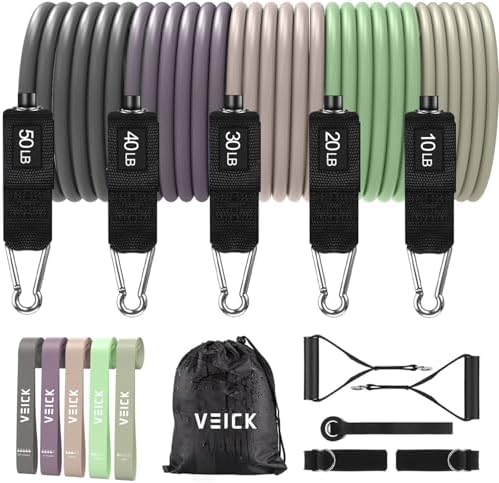 VEICK Resistance Bands with Handles, Exercise Tube Bands Set for Workouts
