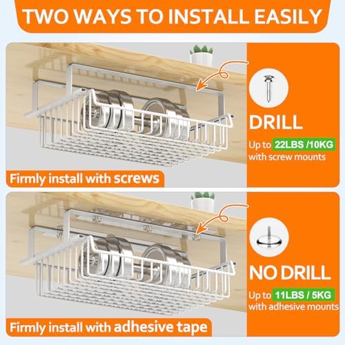ENONCI Under Desk Storage Drawer Slide Out No Drill Metal Cabinet