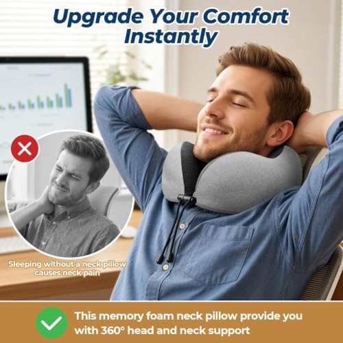 ExploreBliss Travel Pillow, Neck Pillow Airplane, Light Grey
