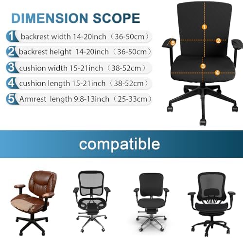 Tallew 4 Pcs Office Chair Covers Stretch Seat Armrest, Dark Grey