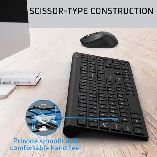 Ultra Thin Ergonomic Silent Wireless Keyboard Mouse Combo Grey